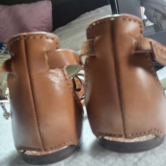 SAM EDELMAN SANDAL SIZE 7 COLOR BROWN FLAT LEATHER - Picture 2 of 7